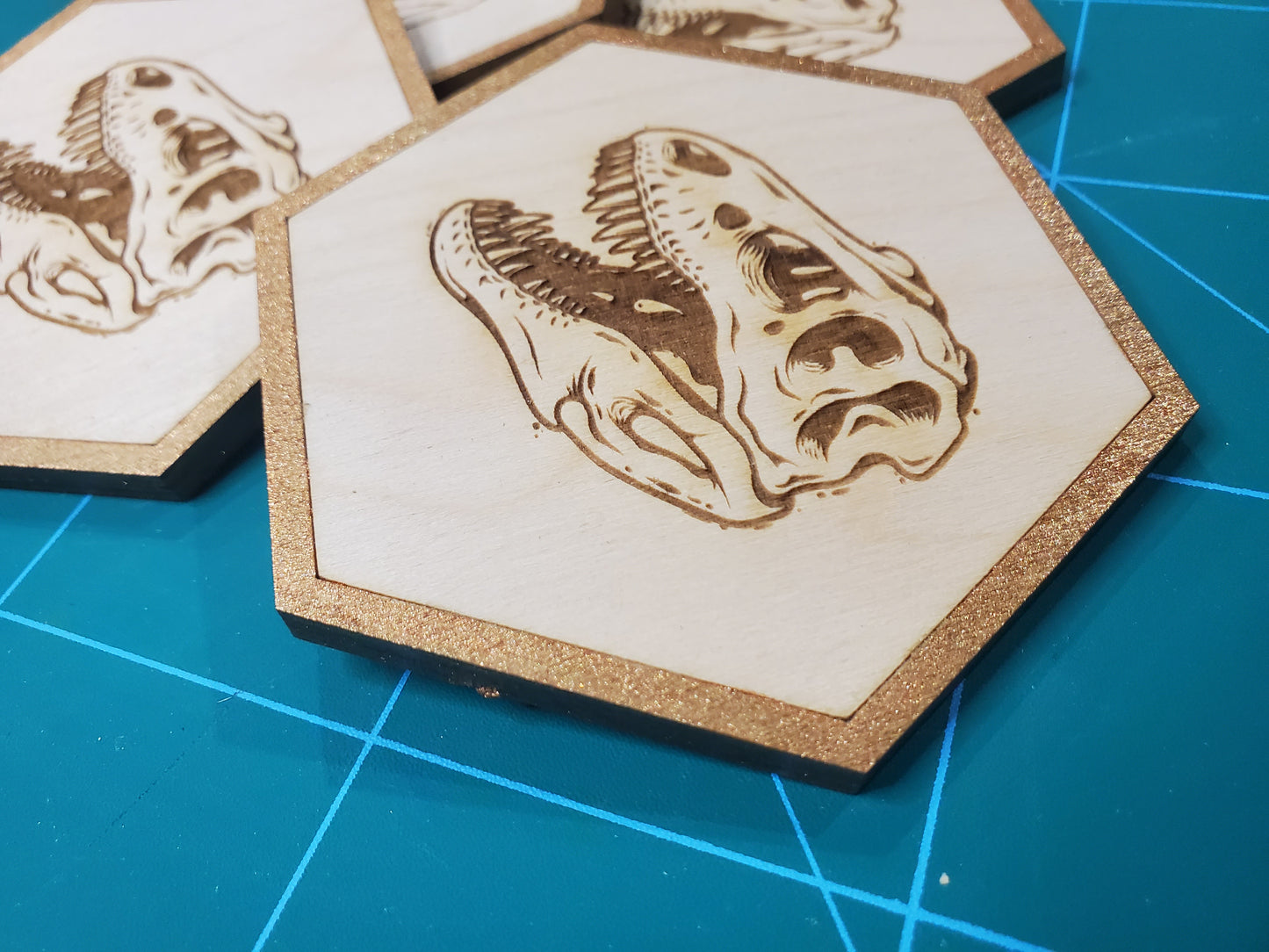 T-rex skull Dinosaur coasters