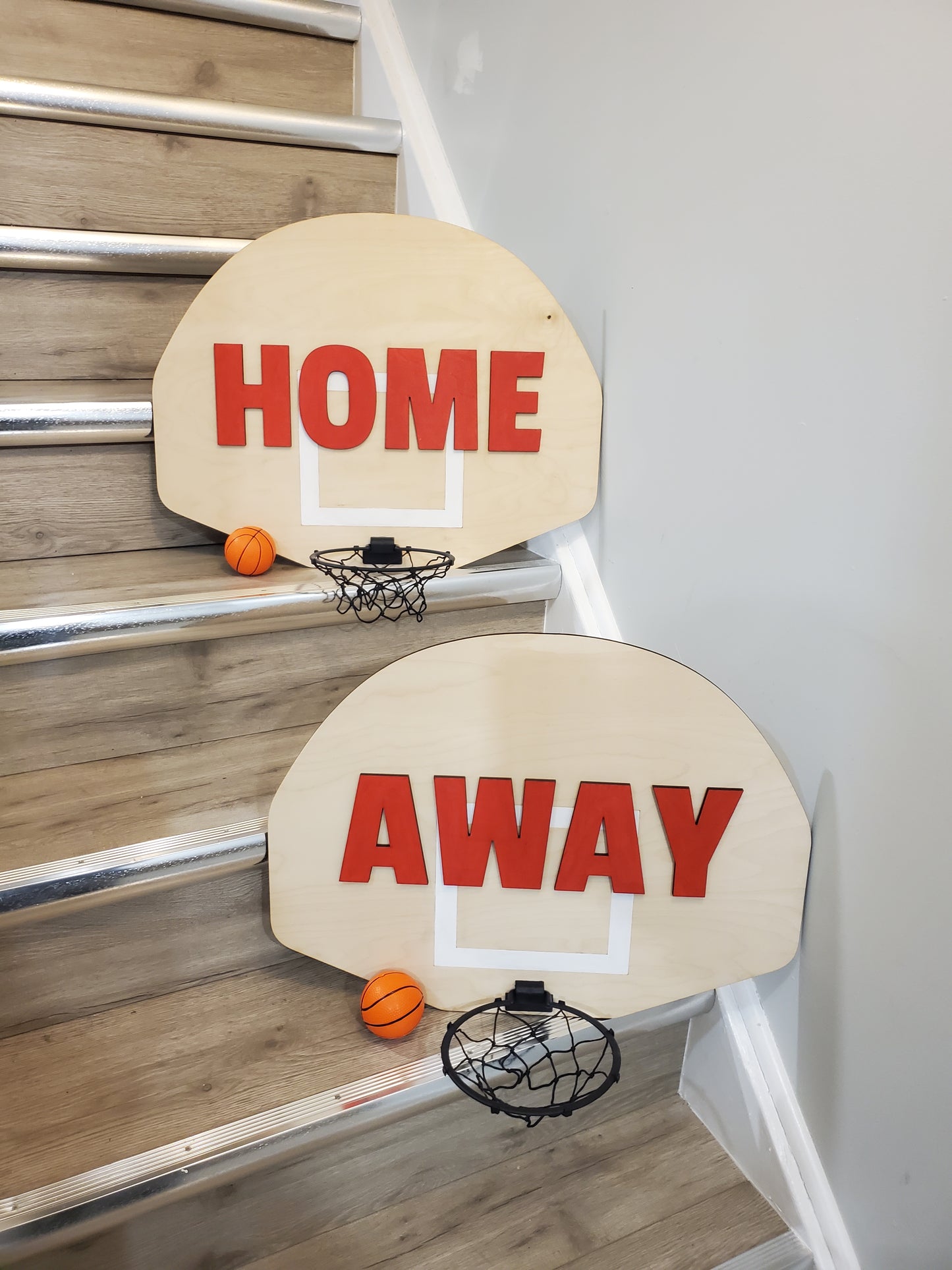 Wood basketball hoop door name sign, door hanger, mini basketball hoop sign