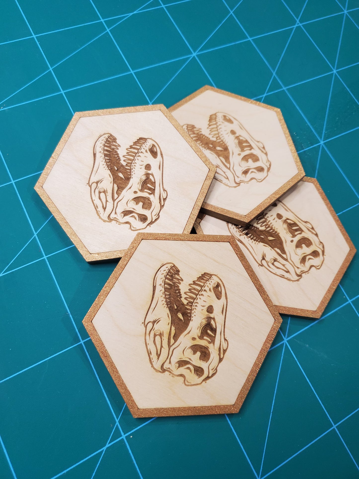 T-rex skull Dinosaur coasters