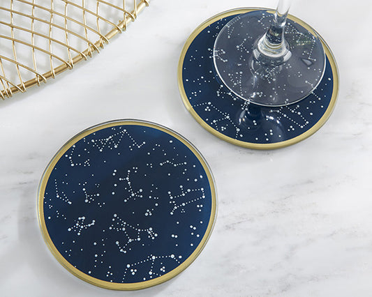 Engraved glass Under the Stars coasters