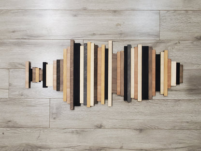 Soundwave wood art piece, Sound byte wall hanging, wood song equalizer art, custom sound or song equalizer design, Soundwave art