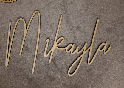 'Mikayla' 36" sign in Natural Wood